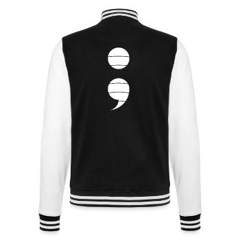 Semi Colon Semicolon Semicolon - College Sweat Jacket - black/white - Back - Marisol (170cm)