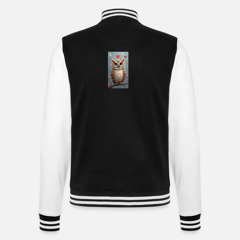 Verliebte Eule - College-Sweatjacke - Schwarz/Weiß