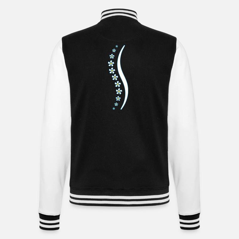 Blumen-Wirbelsäule blau - College-Sweatjacke - Schwarz/Weiß