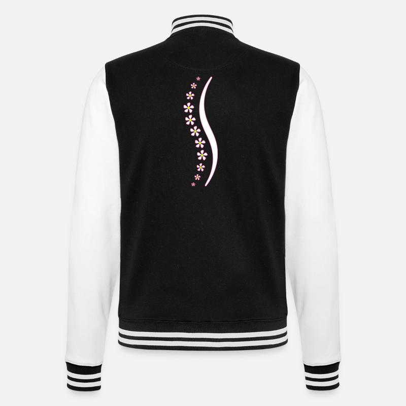 Fleur épine rose - Veste Teddy - noir/blanc