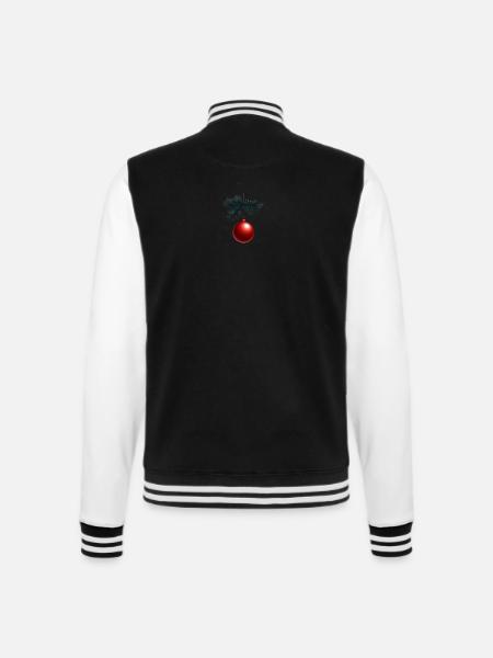 Weihnachtszauber: Rote Kugel am Tannenzweig - College-Sweatjacke - Schwarz/Weiß