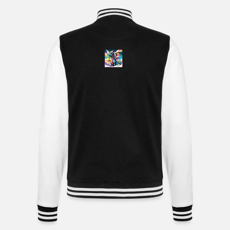 Drache mit Regenbogen - College-Sweatjacke - Schwarz/Weiß