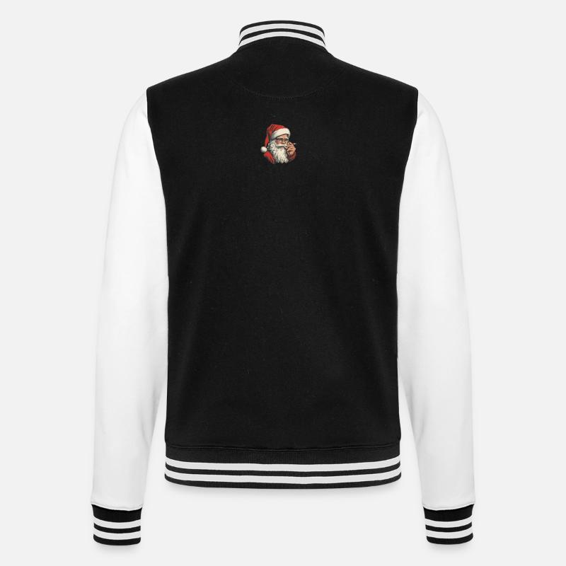 Weihnachtsmann mit Joint - College-Sweatjacke - Schwarz/Weiß