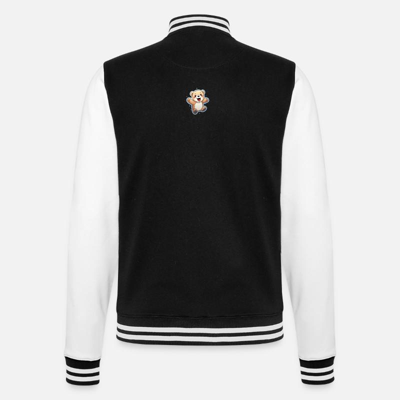 ours mignon qui saute joyeusement - Veste Teddy - noir/blanc