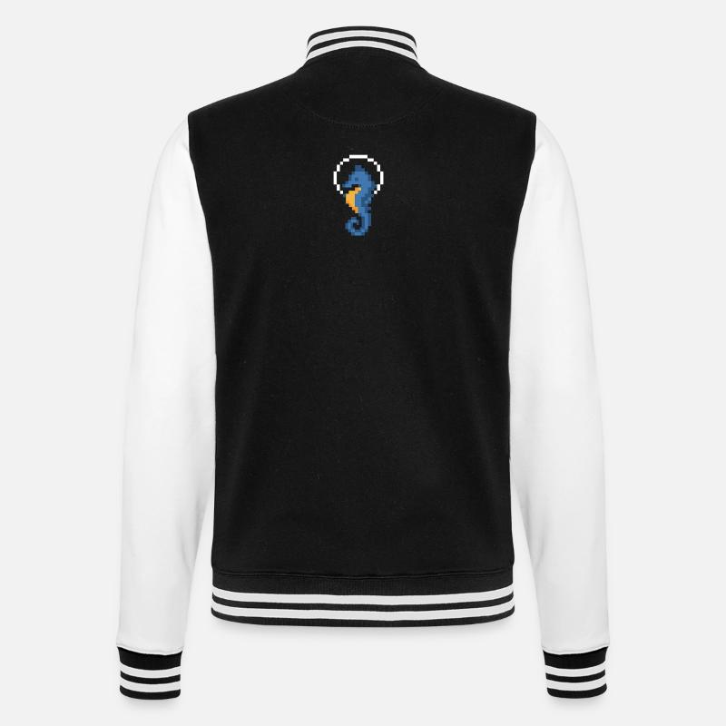 Hippocampe Pixel Bleu - Veste Teddy - noir/blanc