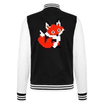 Fuchs Fox Pfote Pixel Retro Design Shirt Geschenk - College-Sweatjacke - Schwarz/Weiß - Hinten - Marisol (170cm)