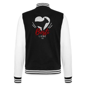 Boston Terrier mit Herz - College-Sweatjacke - Schwarz/Weiß - Hinten - Marisol (170cm)