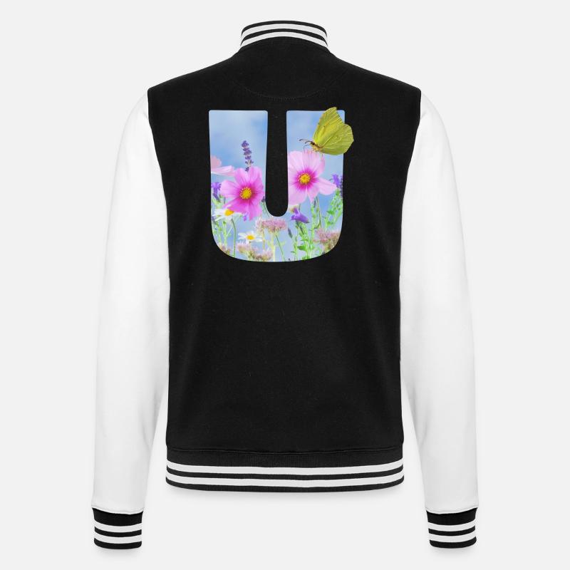 spring flowers butterfly u - College Sweat Jacket - black/white