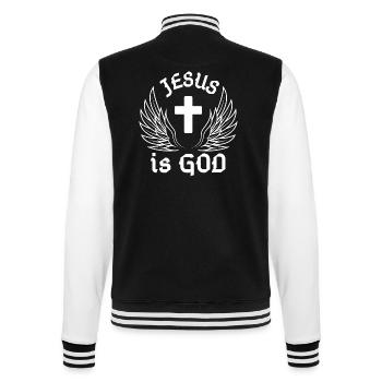 Jesus is God - Christian - College Sweat Jacket - black/white - Back - Marisol (170cm)