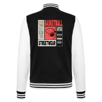 Basketball Basketballer Korb Dunking Vintage Retro - College-Sweatjacke - Schwarz/Weiß - Hinten - Marisol (170cm)