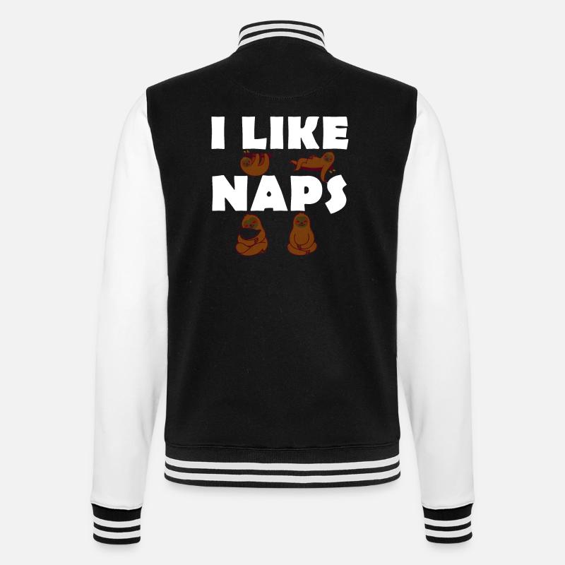 I like Naps - Faultiere - Langschläfer - College-Sweatjacke - Schwarz/Weiß