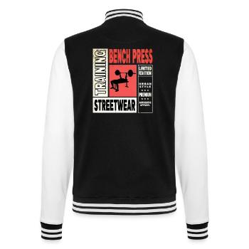 bench press, weightlifting, weight training, fitness, strong - College Sweat Jacket - black/white - Back - Marisol (170cm)