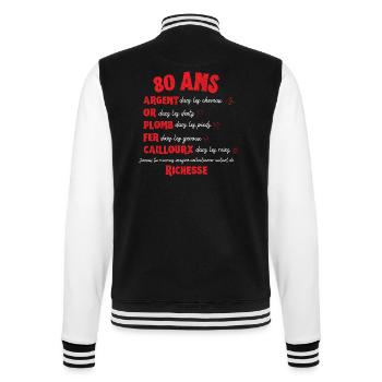 80 ans Anniversaire Femme Homme Drôle Idée Cadeau - Veste Teddy - noir/blanc - Dos - Marisol (170cm)