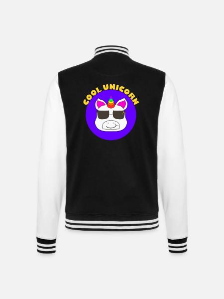 cooles Einhorn mit Sonnenbrille - College-Sweatjacke - Schwarz/Weiß