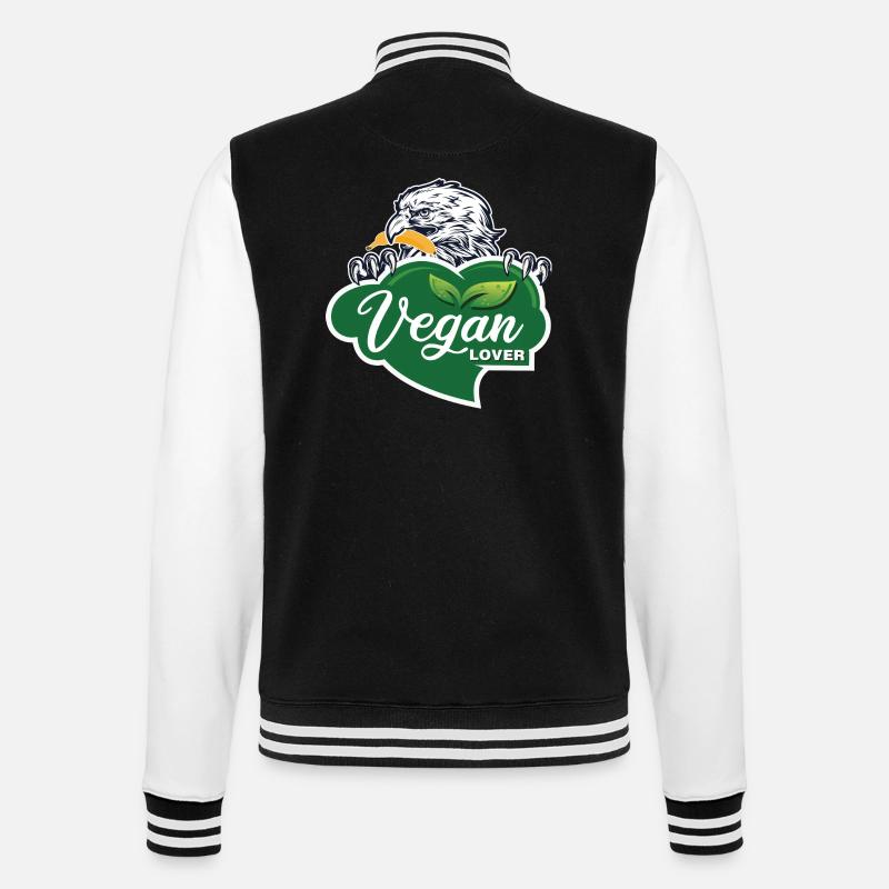 Vegan Lover Eagle Graphic - College Sweat Jacket - black/white