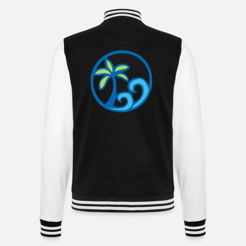 Waves and palm tree - College Sweat Jacket - black/white