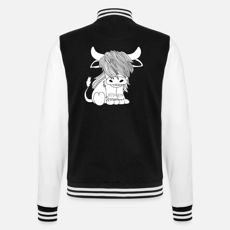 Vache blanche à poil long - Veste Teddy - noir/blanc