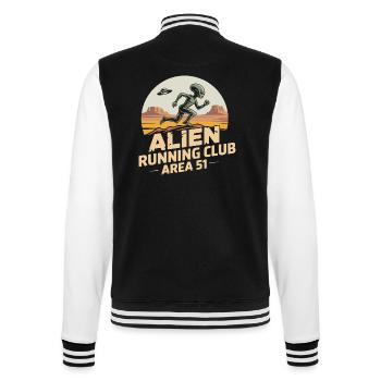 Lustige Area 51 Alien UFO Laufläufer - College-Sweatjacke - Schwarz/Weiß - Hinten - Marisol (170cm)