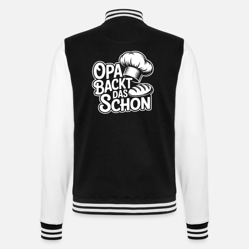 Opa backt das schon - College-Sweatjacke - Schwarz/Weiß