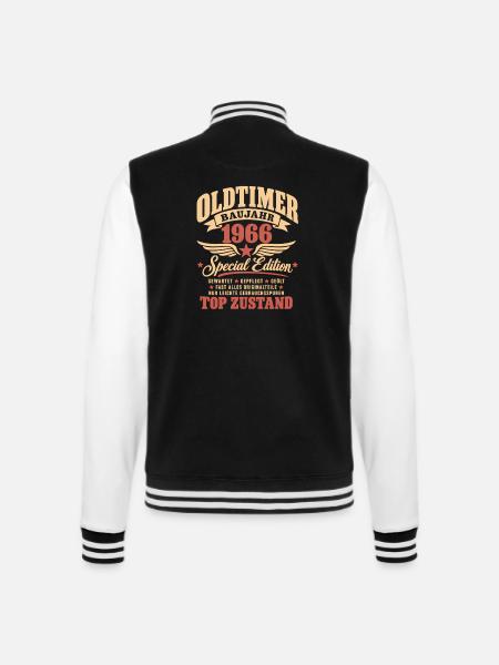 60. Geburtstag Mann Frau 60 Jahre Deko 1966 - College-Sweatjacke - Schwarz/Weiß