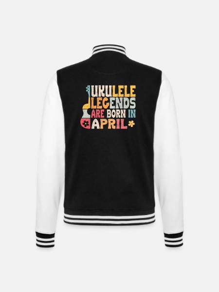 Ukulele Legends are born in April - College-Sweatjacke - Schwarz/Weiß