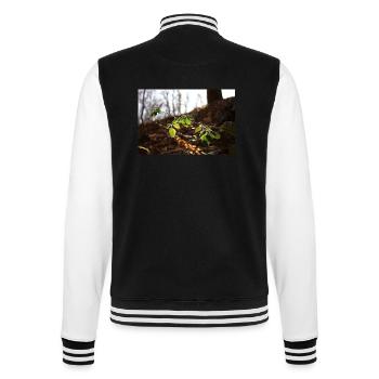 Blätter im Sonnenschein - College-Sweatjacke - Schwarz/Weiß - Hinten - Marisol (170cm)