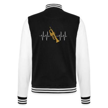 Ich spiele Trompete Herzschlag mit Trompete - College-Sweatjacke - Schwarz/Weiß - Hinten - Marisol (170cm)