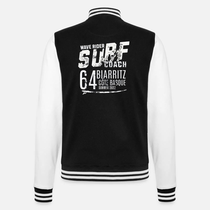 Surf coach wave rider Biarritz - College Sweat Jacket - black/white