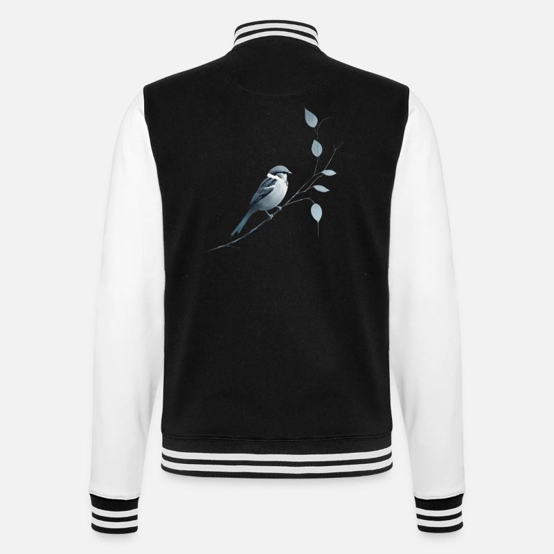 Spatz auf Ast - College-Sweatjacke - Schwarz/Weiß