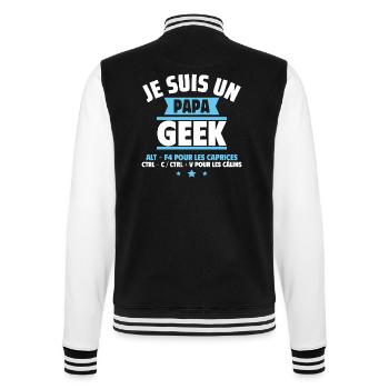 Papa Geek,Cadeau Fête Des Pères,Anniversaire,Noël - Veste Teddy - noir/blanc - Dos - Marisol (170cm)