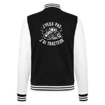 tee shirt I can't, I have tractor - College Sweat Jacket - black/white - Back - Marisol (170cm)