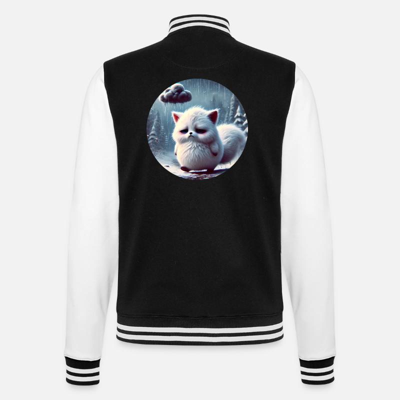 Trauriger Polarfuchs im eisigen Regen - College-Sweatjacke - Schwarz/Weiß