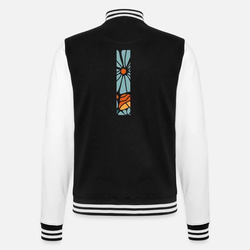 Buchstabe i Blumen groovy Geschenkidee - College-Sweatjacke - Schwarz/Weiß