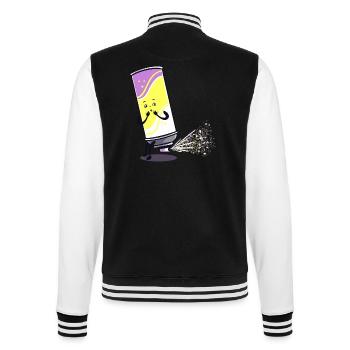 Spray Can Fart Fart Embarrassing Sprayer Gift - College Sweat Jacket - black/white - Back - Marisol (170cm)