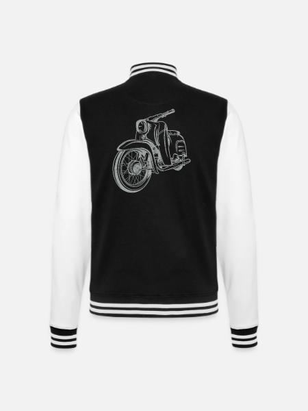Simson Schwalbe KR51 Vintage Lineart Silhouette - College-Sweatjacke - Schwarz/Weiß