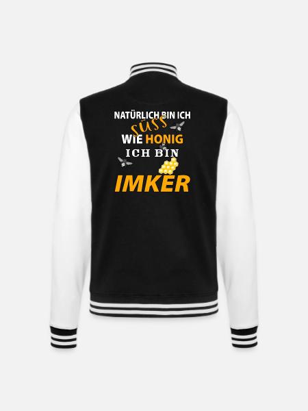Natürlich bin ich süss wie Honig ich bin Imker - College-Sweatjacke - Schwarz/Weiß