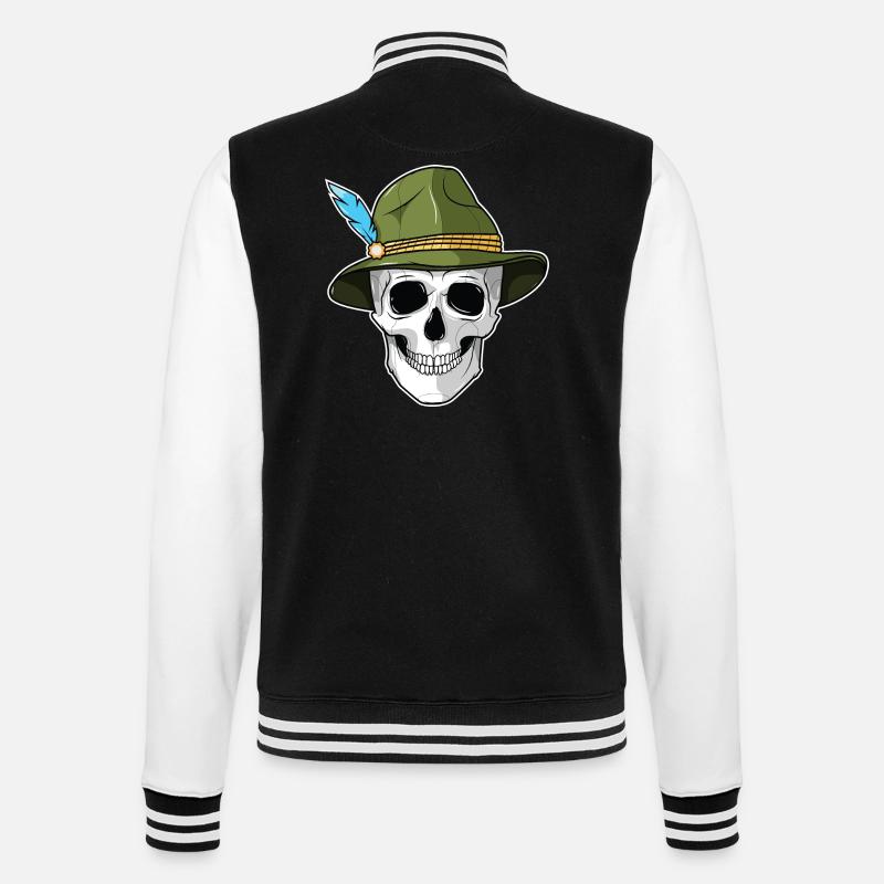 - skull with felt hat - College Sweat Jacket - black/white