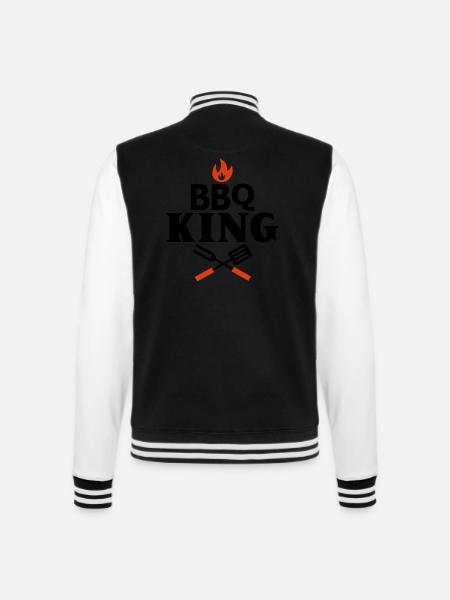 BBQ KING - Grill King - König Grillen - College-Sweatjacke - Schwarz/Weiß