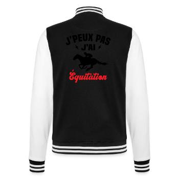 J'peux pas j'ai Équitation Cadeau Équitation - Veste Teddy - noir/blanc - Dos - Marisol (170cm)