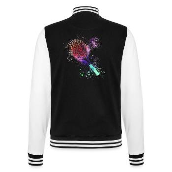 tennis,racket,ball,graffiti,blue,painting,colorful - College Sweat Jacket - black/white - Back - Marisol (170cm)