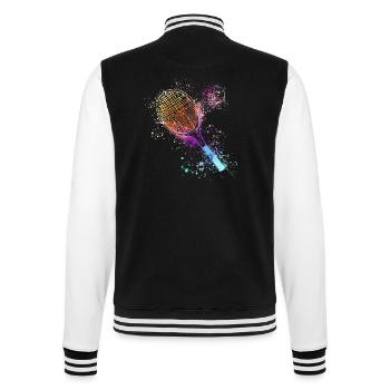 tennis,racket,ball,graffiti,blue,painting,colorful - College Sweat Jacket - black/white - Back - Marisol (170cm)