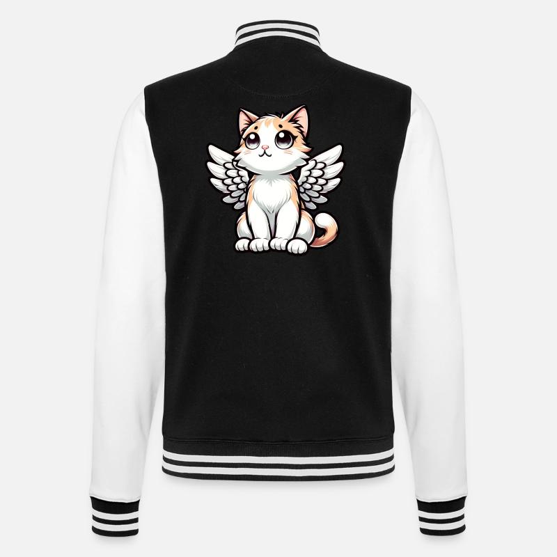 Dessin de bande dessinée ange chat mignon - Veste Teddy - noir/blanc