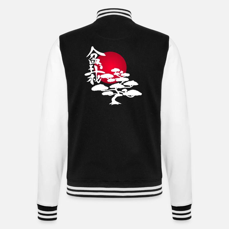 White tree and red sun - College Sweat Jacket - black/white
