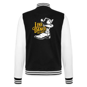 Linedance Spruch mit Cowboyhut und Stiefel - College-Sweatjacke - Schwarz/Weiß - Hinten - Marisol (170cm)