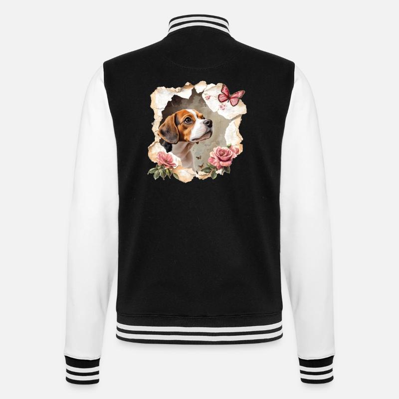 Beagle avec papillon - Veste Teddy - noir/blanc