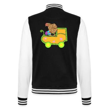 Huhn Eier Schwanger Schwangerschaft Geburt - College-Sweatjacke - Schwarz/Weiß - Hinten - Marisol (170cm)