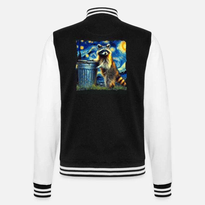Waschbär Starry Night - College-Sweatjacke - Schwarz/Weiß