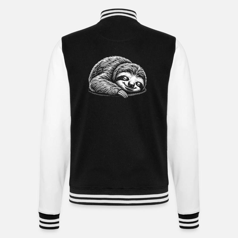 Funny sloth getting calm - College Sweat Jacket - black/white