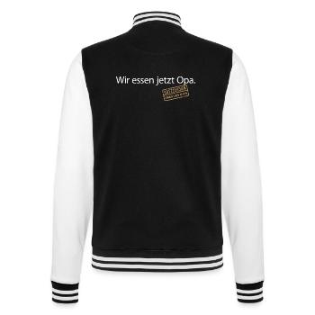 Wir essen jetzt Opa Satzzeichen Komma Leben retten - College-Sweatjacke - Schwarz/Weiß - Hinten - Marisol (170cm)