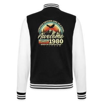 Cadeau d’anniversaire vintage vintage des années 1980 rétro - Veste Teddy - noir/blanc - Dos - Marisol (170cm)